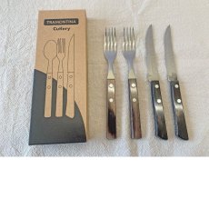 画像2: ステーキナイフ＆フォーク 4点セット ダーク(食洗機対応)Polywood 29899/492【直送商品】 (2)