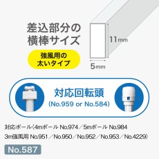 画像2: のぼり旗 ポール横棒 かんざし 1100mm コーティング 白 直径25mm用 (900&times;2700mm対応) No.587 (2)